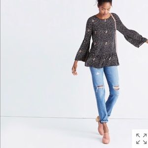 Madewell fiesta silk paisley bell-sleeve top